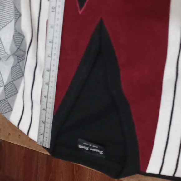 Franco Ponti Vtg Men's XL geo-color block Vneck Wool/Acrylic Sweater - Picture 12 of 13